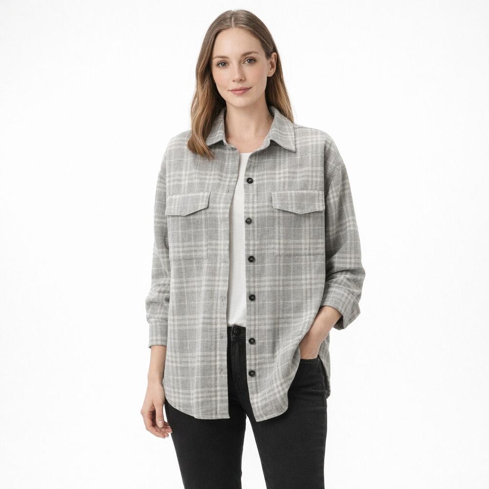 ASOS Design shacket in Brown and White Plaid Size 10 Medium